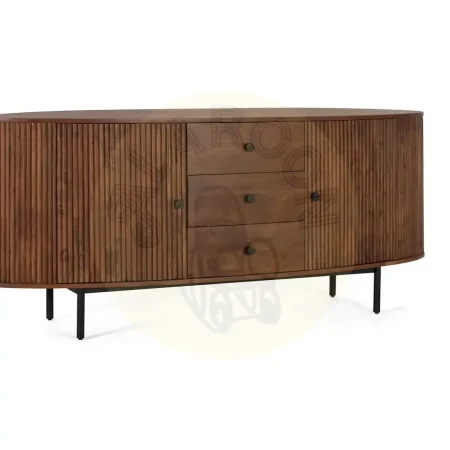 Aparador Ludhiana madera de acacia y metal color cerezo 2 puertas 3 cajones acabado natural nudos y vetas estilo contemporáneo industrial 180x48x75cm - Giner y Colomer - 1598GYC - foto-secundaria-7