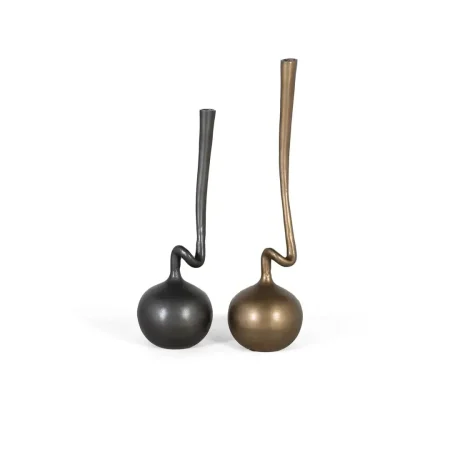 Set de 2 jarrones Padova en aluminio acabado dorado y negro diseño contemporáneo/ Grande 20. pequeño 20xGrande 20. pequeño 20xGrande 78. pequeño 68cm - Giner y Colomer - 1617GYC - foto-blanco