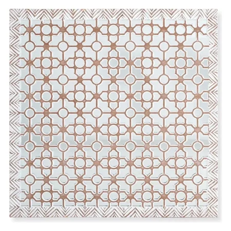 Cabecero y panel decorativo Niza MDF y espejo acabado blanco decapé artesanal 120x3x120cm - Giner y Colomer - 17298GYC - foto-blanco