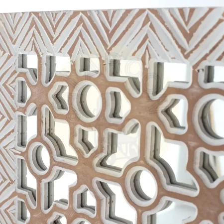 Cabecero y panel decorativo Niza MDF y espejo acabado blanco decapé artesanal 120x3x120cm - Giner y Colomer - 17298GYC - foto-secundaria-1