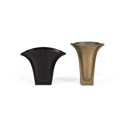 Set de 2 floreros Sable de aluminio acabado rugoso en bronce y latón elegante y estable/ Grande 32. pequeño 49xGrande 21. pequeño 19xGrande 40. pequeño 35cm - Giner y Colomer - 17312GYC - foto-blanco