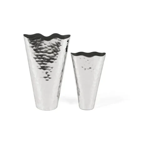 Set de 2 jarrones Briona en aluminio acabado brillante diseño cónico contemporáneo Grande 10. pequeño 8xGrande 24. pequeño 19xGrande 40. pequeño 31cm - Giner y Colomer - 17315GYC - foto-blanco