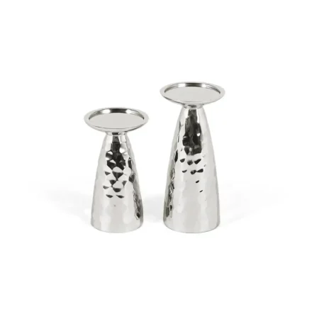 Set de 2 candelabros Calira en aluminio acabado brillante diseño cónico y Grande 11. pequeño 11xGrande 11. pequeño 11xGrande 24. pequeño 19cm - Giner y Colomer - 17316GYC - foto-blanco