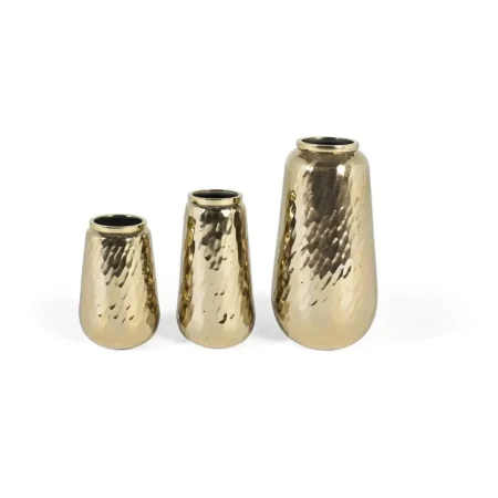 Set de 3 jarrones decorativos metálicos dorados efecto martillado artesanal diseño contemporáneo y robusto Grande20.mediano16.pequeño16xGrande20.mediano16.pequeño16xGrande42.mediano31.pequeño20cm Grande 20. mediano 16. pequeño 16xGrande 20. mediano 16. pequeño 16xGrande 42. mediano 31. pequeño 20cm - Giner y Colomer - 17319GYC - foto-blanco