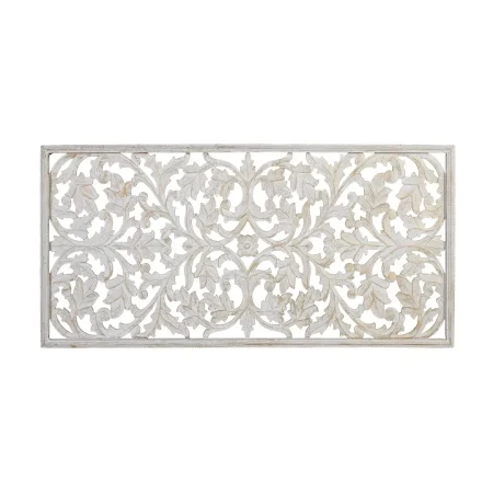 Cabecero Nura estilo étnico tallado en MDF acabado blanco envejecido con reflejos dorados 165x3.5x80cm - Giner y Colomer - 17321GYC - foto-blanco