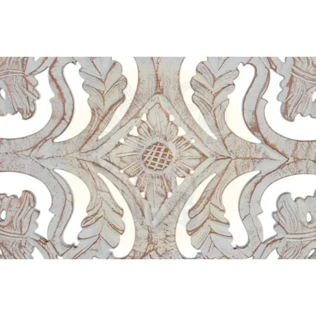 Cabecero Kiria tallado de estilo étnico en MDF blanco envejecido con reflejos dorados 100x3.5x80cm - Giner y Colomer - 17322GYC - foto-secundaria-1