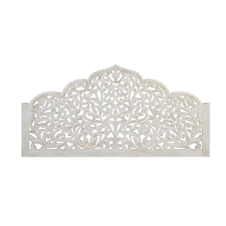 Cabecero Ubud tallado estilo étnico blanco envejecido con reflejos dorados 165x3.5x80cm - Giner y Colomer - 17325GYC - foto-blanco