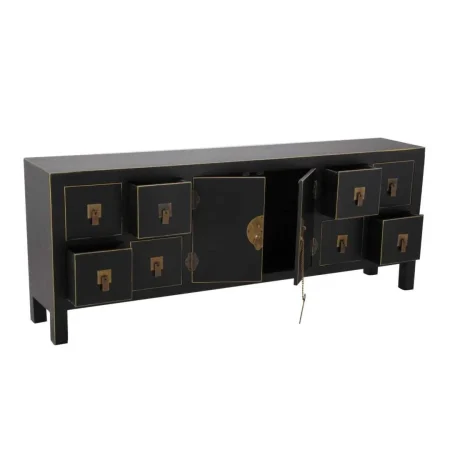 Mueble 8 cajones en madera acabado negro y oro 130x24x50.50cm - Ixia - 18387IX - foto-blanco