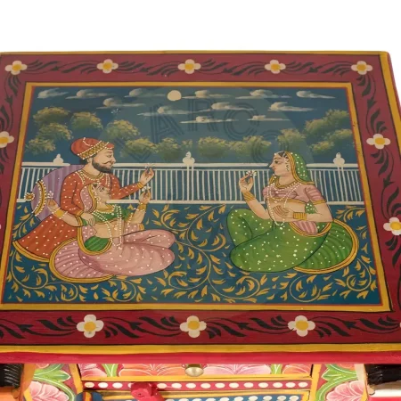 Mesita de noche Madurai madera maciza de mango multicolor étnica con puerta y cajón 43x44x60cm - Giner y Colomer - 2237GYC - foto-secundaria-1
