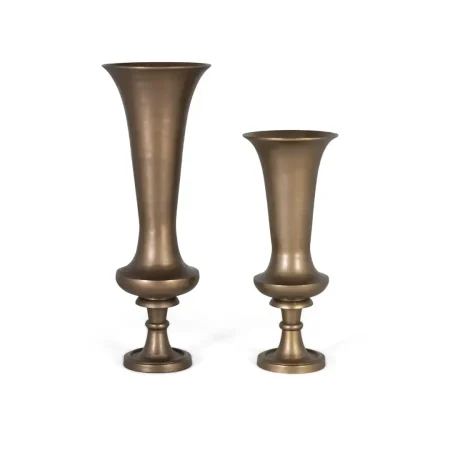 Set de 2 jarrones decorativos Kuvon en aluminio acabado bronce envejecido/ Grande 20. pequeño 25xGrande 20. pequeño 25xGrande 80. pequeño 62cm - Giner y Colomer - 2245GYC - foto-blanco