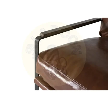 Sillón Serea estilo industrial contemporáneo tapizado en PU marrón envejecido estructura de hierro negra base trineo acolchado 70x80x86cm - Giner y Colomer - 2252GYC - foto-secundaria-4