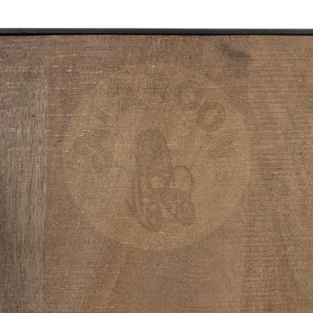 Aparador Babil en madera maciza de mango acabado natural 3 puertas con apertura push y baldas interiores perfil y zócalo metálico negro estilo contemporáneo 150x44x81cm - Giner y Colomer - 2260GYC - foto-secundaria-5