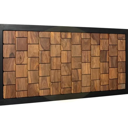 Cabecero Udaiput madera mango y palisandro tonos miel y negro acabado natural vetas visibles diseño atemporal 170x3.5x80cm - Giner y Colomer - 2362GYC - foto-secundaria-1