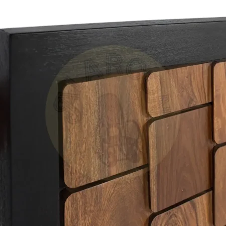 Cabecero Udaiput madera mango y palisandro tonos miel y negro acabado natural vetas visibles diseño atemporal 170x3.5x80cm - Giner y Colomer - 2362GYC - foto-secundaria-2