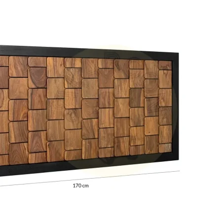 Cabecero Udaiput madera mango y palisandro tonos miel y negro acabado natural vetas visibles diseño atemporal 170x3.5x80cm - Giner y Colomer - 2362GYC - foto-secundaria-3