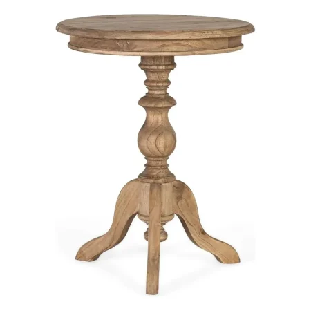 Mesa auxiliar Solstice redonda madera de mindi color natural estilo colonial acabado mate 50x50x65cm - Giner y Colomer - 2365GYC - foto-blanco
