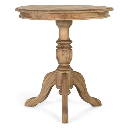 Mesa auxiliar Solstice redonda en madera de mindi color natural estilo colonial con acabado en barniz al agua mate versátil 70x70x77cm - Giner y Colomer - 2366GYC - foto-blanco