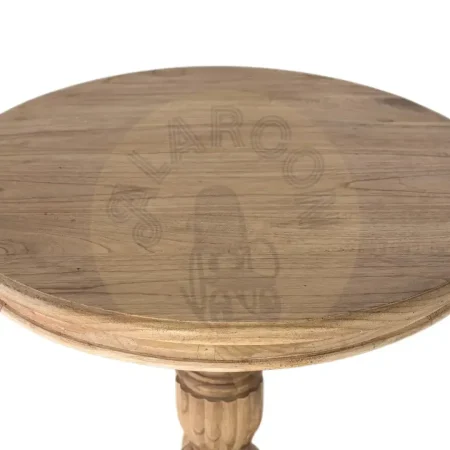 Mesa auxiliar Solstice redonda en madera de mindi color natural estilo colonial con acabado en barniz al agua mate versátil 70x70x77cm - Giner y Colomer - 2366GYC - foto-secundaria-1