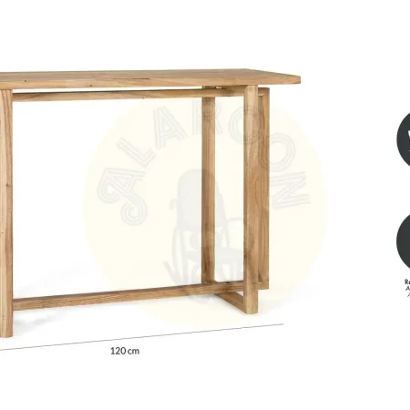 Consola Virelle en madera de mindi natural acabado mate diseño ligero ideal para recibidor 120x40x83cm - Giner y Colomer - 2367GYC - foto-secundaria-4