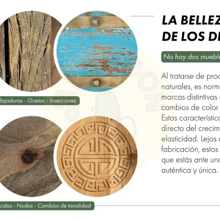 Consola Virelle en madera de mindi natural acabado mate diseño ligero ideal para recibidor 120x40x83cm - Giner y Colomer - 2367GYC - foto-secundaria-5
