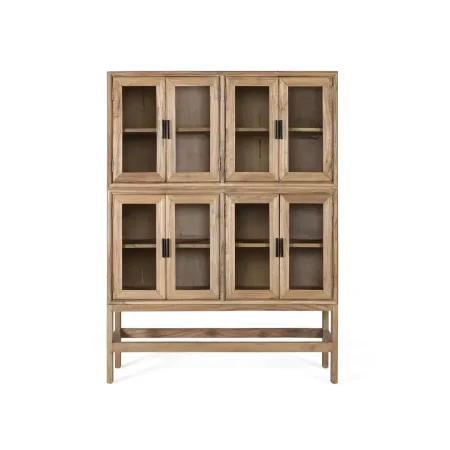 Vitrina Virelle madera de mindi estilo escandinavo 8 puertas 4 estantes acabado en barniz al agua mate 120x40x160cm - Giner y Colomer - 2368GYC - foto-blanco