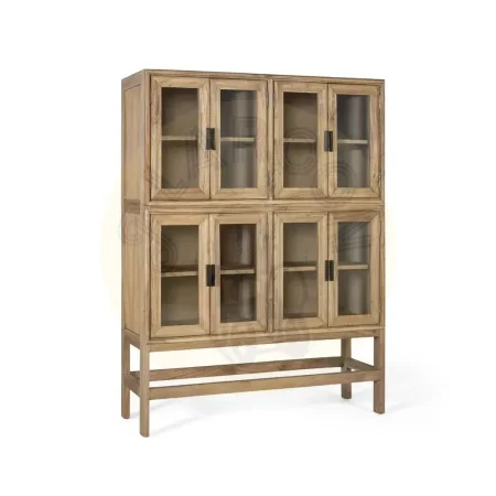 Vitrina Virelle madera de mindi estilo escandinavo 8 puertas 4 estantes acabado en barniz al agua mate 120x40x160cm - Giner y Colomer - 2368GYC - foto-secundaria-1