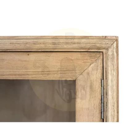 Vitrina Virelle madera de mindi estilo escandinavo 4 puertas con bisagras de piano 2 estantes y detalles en cristal acabado barniz al agua mate 120x40x100cm - Giner y Colomer - 2369GYC - foto-secundaria-3