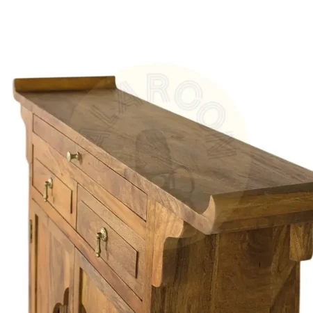 Aparador Saphir de madera de mango de estilo oriental color miel con 2 puertas 3 cajones y sistema antivuelco 120x32x94cm - Giner y Colomer - 2378GYC - foto-secundaria-9