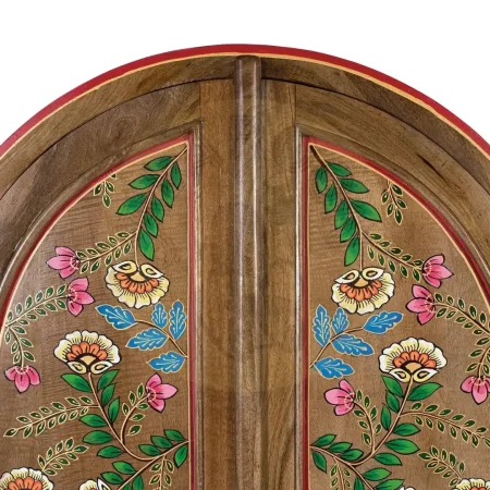 Armario Silex madera de mango con arco superior estilo étnico acabado marrón oscuro con detalles multicolor puertas con bisagras de piano y estantes interiores 83x40x160cm - Giner y Colomer - 2380GYC - foto-secundaria-1