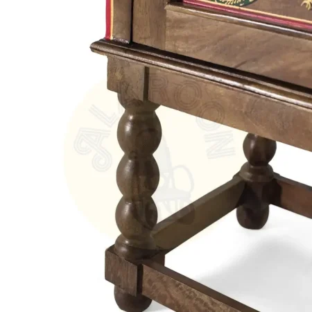 Armario Silex madera de mango con arco superior estilo étnico acabado marrón oscuro con detalles multicolor puertas con bisagras de piano y estantes interiores 83x40x160cm - Giner y Colomer - 2380GYC - foto-secundaria-3