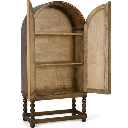 Armario Silex madera de mango con arco superior estilo étnico acabado marrón oscuro con detalles multicolor puertas con bisagras de piano y estantes interiores 83x40x160cm - Giner y Colomer - 2380GYC - foto-secundaria-8