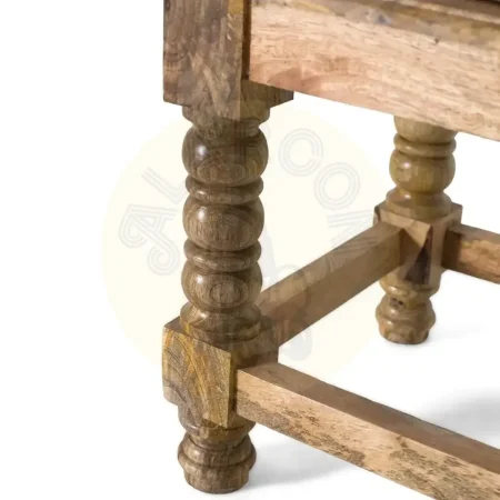 Armario Duna de madera de mango estilo étnico colonial acabado natural mate con decoraciones multicolor dos puertas y estante patas elevadas 82x40x134cm - Giner y Colomer - 2381GYC - foto-secundaria-4