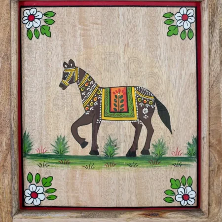 Armario Noreva madera de mango estilo étnico colonial acabado natural mate decoración multicolor dos puertas con estantes 92x40x180cm - Giner y Colomer - 2382GYC - foto-secundaria-3