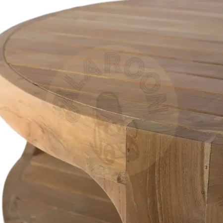 Mesa de centro Pistoia redonda en teca natural acabado mate con balda inferior 100x100x35cm - Giner y Colomer - 2392GYC - foto-secundaria-1