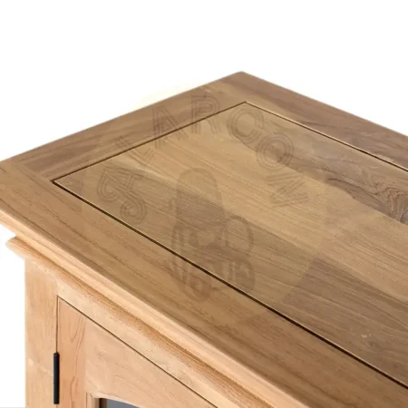 Aparador Pistoia en teca y cristal con 4 puertas y 4 estantes acabado natural 180x40x87cm - Giner y Colomer - 2394GYC - foto-secundaria-2