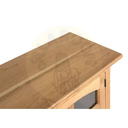 Mueble de TV Pistoia de teca con detalles de cristal 2 puertas y estante interior 180x35x56cm - Giner y Colomer - 2395GYC - foto-secundaria-4