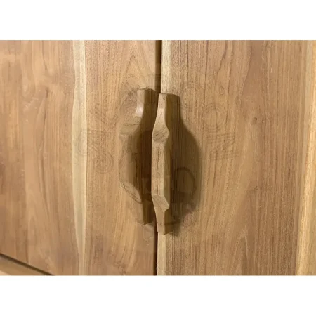 Mueble de TV Nova en teca natural 2 puertas y 3 cajones amplio almacenamiento diseño contemporáneo patas elevadas 150x40x66cm - Giner y Colomer - 2396GYC - foto-secundaria-3