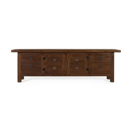 Mueble TV Altair en teca nogal satinado 2 puertas 4 cajones tapa con marco 180x35x56cm - Giner y Colomer - 2397GYC - foto-blanco