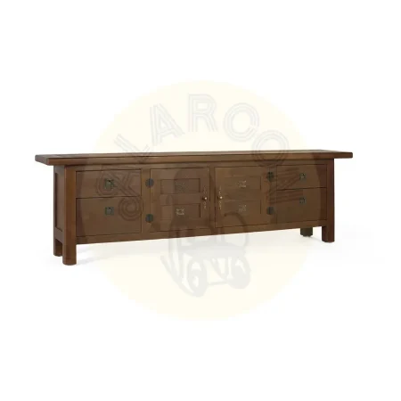 Mueble TV Altair en teca nogal satinado 2 puertas 4 cajones tapa con marco 180x35x56cm - Giner y Colomer - 2397GYC - foto-secundaria-7