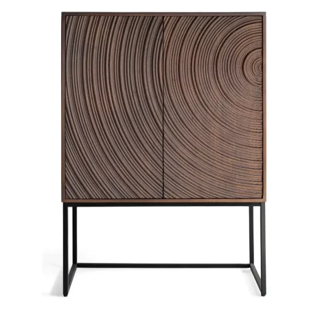 Aparador Ocaso nogal oscuro en madera de mango y hierro frentes con relieve circular puertas con cierre suave y patas elevadas 85x45x120cm - Giner y Colomer - 2398GYC - foto-blanco