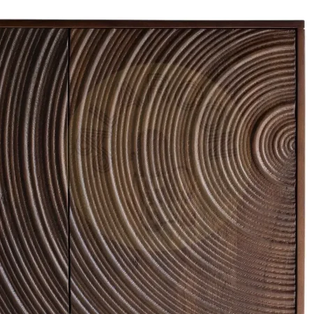 Aparador Ocaso nogal oscuro en madera de mango y hierro frentes con relieve circular puertas con cierre suave y patas elevadas 85x45x120cm - Giner y Colomer - 2398GYC - foto-secundaria-2