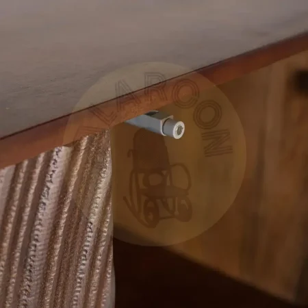 Aparador Ocaso nogal oscuro en madera de mango y hierro frentes con relieve circular puertas con cierre suave y patas elevadas 85x45x120cm - Giner y Colomer - 2398GYC - foto-secundaria-3