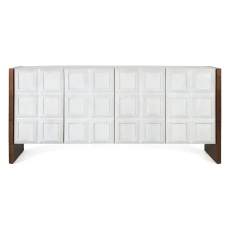 Aparador Viren madera de mango acabado blanco y nogal 4 puertas 2 estantes 170x45x76cm - Giner y Colomer - 2402GYC - foto-blanco