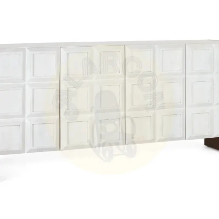 Aparador Viren madera de mango acabado blanco y nogal 4 puertas 2 estantes 170x45x76cm - Giner y Colomer - 2402GYC - foto-secundaria-1