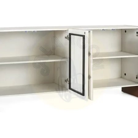 Aparador Viren madera de mango acabado blanco y nogal 4 puertas 2 estantes 170x45x76cm - Giner y Colomer - 2402GYC - foto-secundaria-2