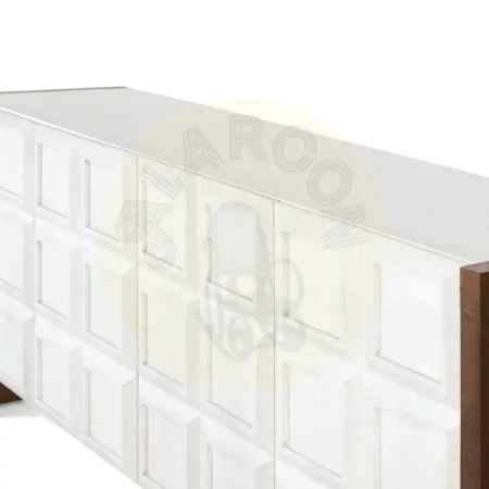 Aparador Viren madera de mango acabado blanco y nogal 4 puertas 2 estantes 170x45x76cm - Giner y Colomer - 2402GYC - foto-secundaria-3