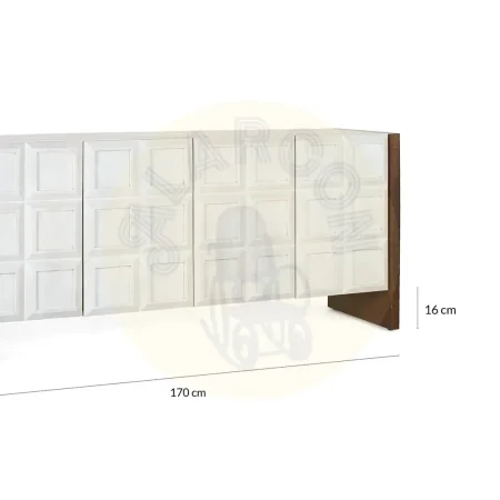 Aparador Viren madera de mango acabado blanco y nogal 4 puertas 2 estantes 170x45x76cm - Giner y Colomer - 2402GYC - foto-secundaria-5