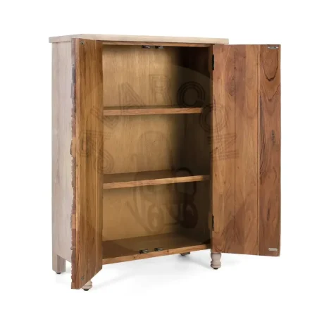 Armario Origen roble recuperado gris lavado pátina envejecida 2 puertas 3 estantes estilo boho étnico patas elevadas barniz mate 85x40x120cm - Giner y Colomer - 2405GYC - foto-secundaria-2