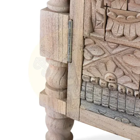 Armario Origen roble recuperado gris lavado pátina envejecida 2 puertas 3 estantes estilo boho étnico patas elevadas barniz mate 85x40x120cm - Giner y Colomer - 2405GYC - foto-secundaria-3