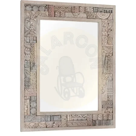 Espejo Origen marco de madera de roble recuperada y cristal acabado gris lavado con pátina envejecida y natural blanqueado formato rectangular grande estilo boho étnico 85x4x110cm - Giner y Colomer - 2409GYC - foto-secundaria-1